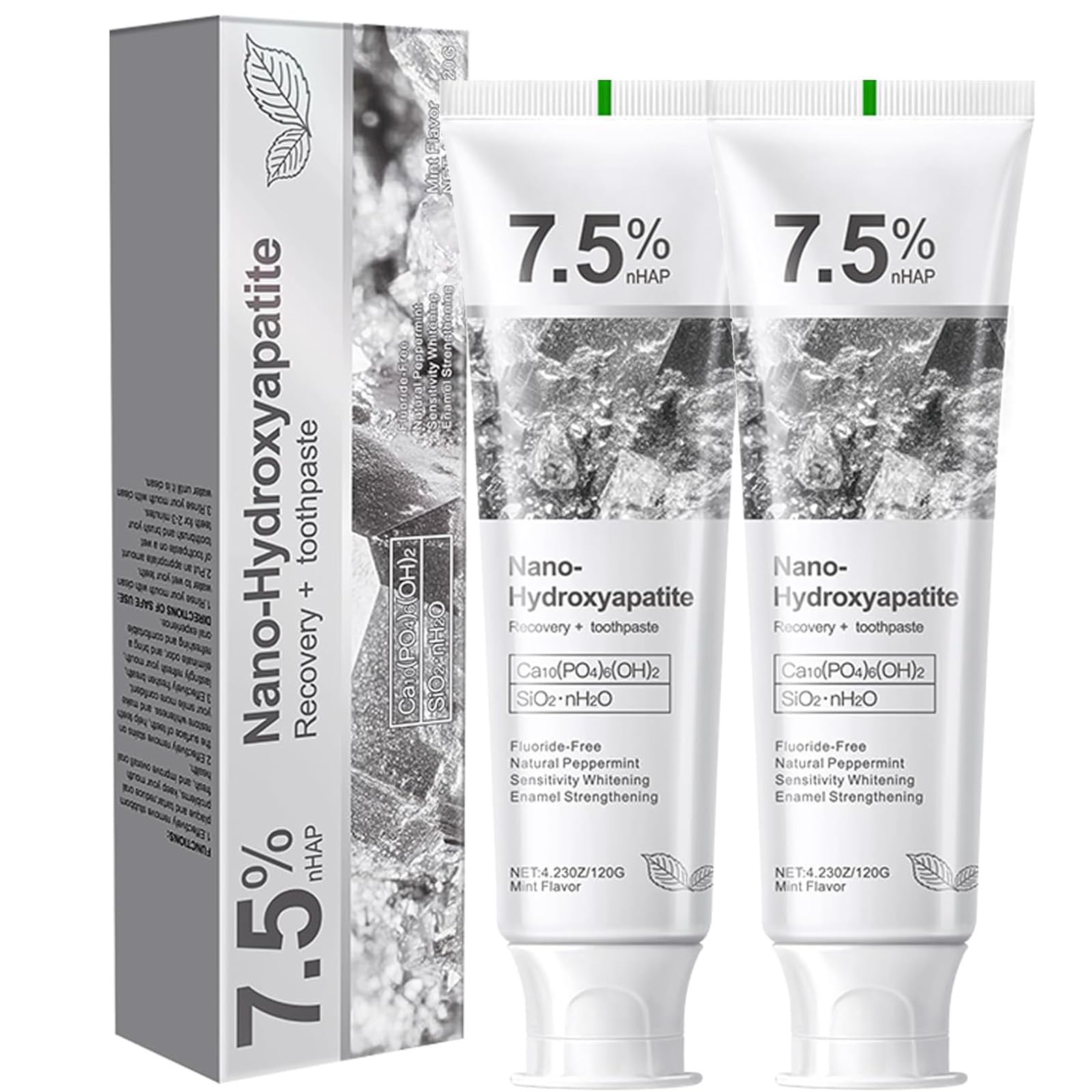 2pcs 7.5% Hydroxyapatite Toothpaste for Advanced Enamel Protection, Gentle and Effective Formula, Fresh Breath, Deep Cleaning Care Toothpaste, Suitable for Sensitive Teeth