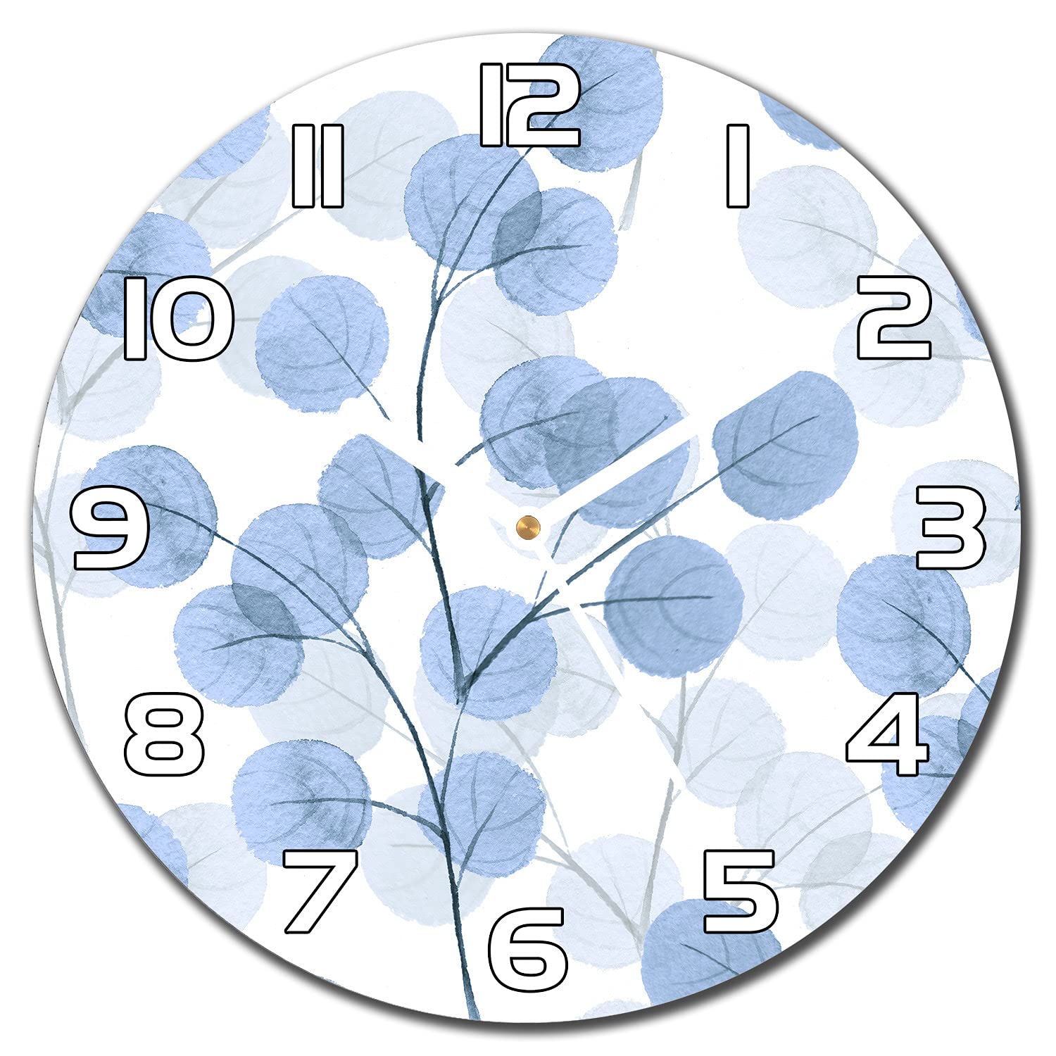 Horloge en verre cuisine et salon au motif végétal de feuilles de branches 30 cm