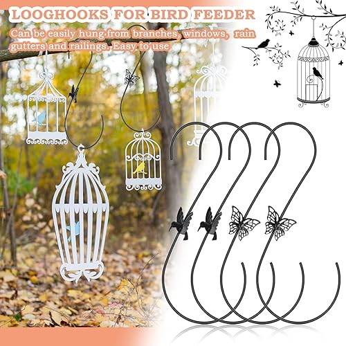 Miniatura 7 de 4 ganchos de metal para comedero de colibríes, colgador de gancho de acero inoxidable para comedero de pájaros de 12 pulgadas, gancho de rama de