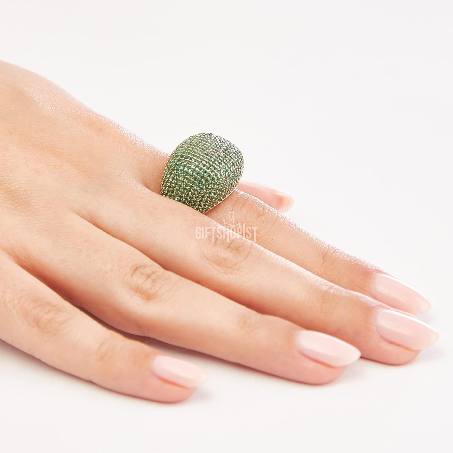 Fantastic Design! Turkish Handmade Jewelry Round Cut Emerald Zircon Stone 925 Sterling Silver Ring Size Options