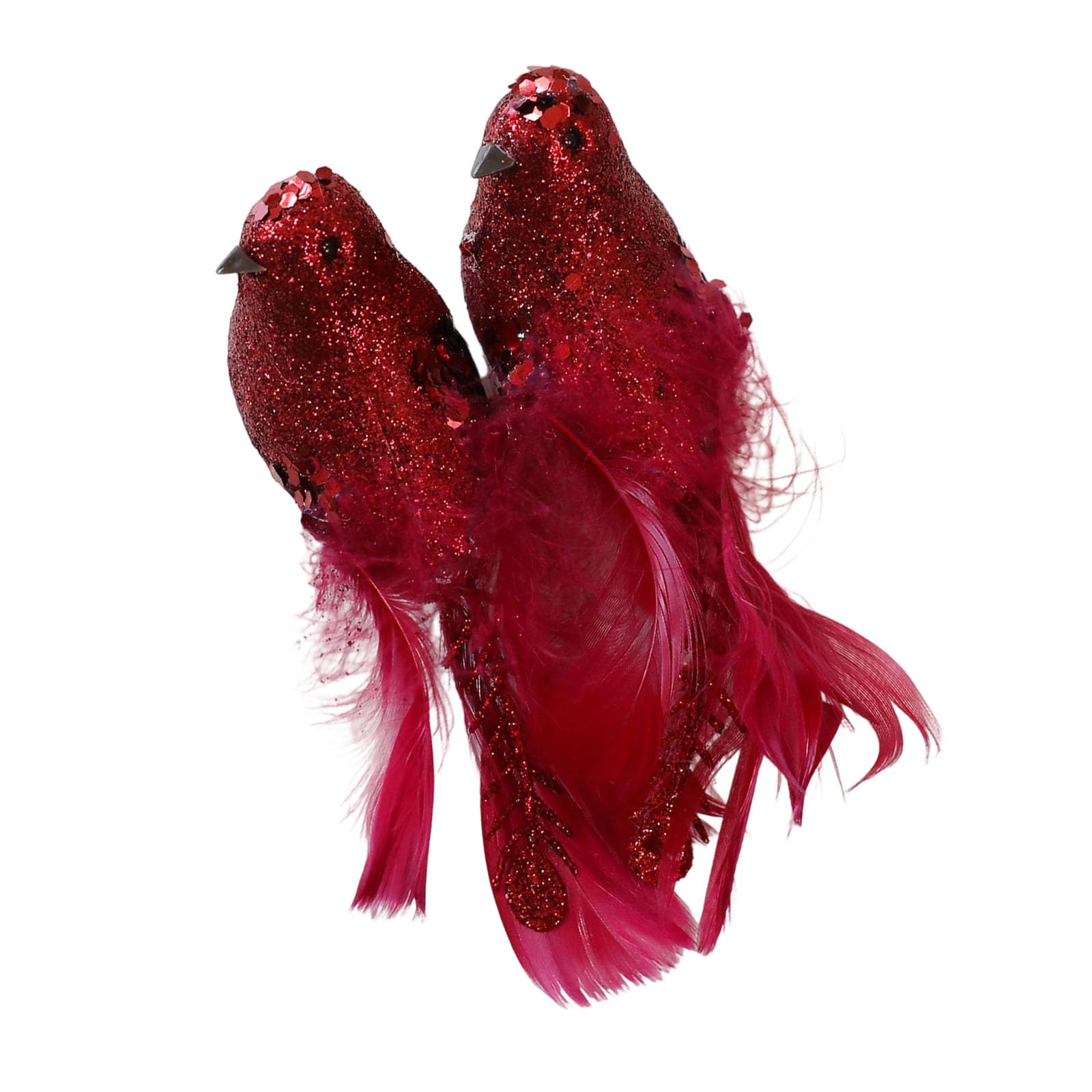 Msioytog 2Pcs Christmas Tree Couple Bird Decoration Shatterproof Feathered Foam Bird Ornament for Mantels Window Wreath Display Realistic Decorations for Holiday