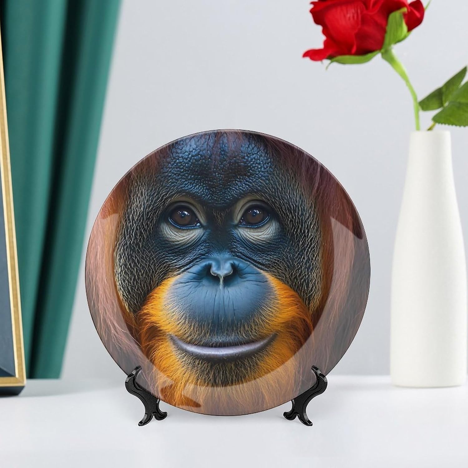 Majestic Orangutan Monkey Bone China Decorative Porcelain Plates Dinnerware Ornaments