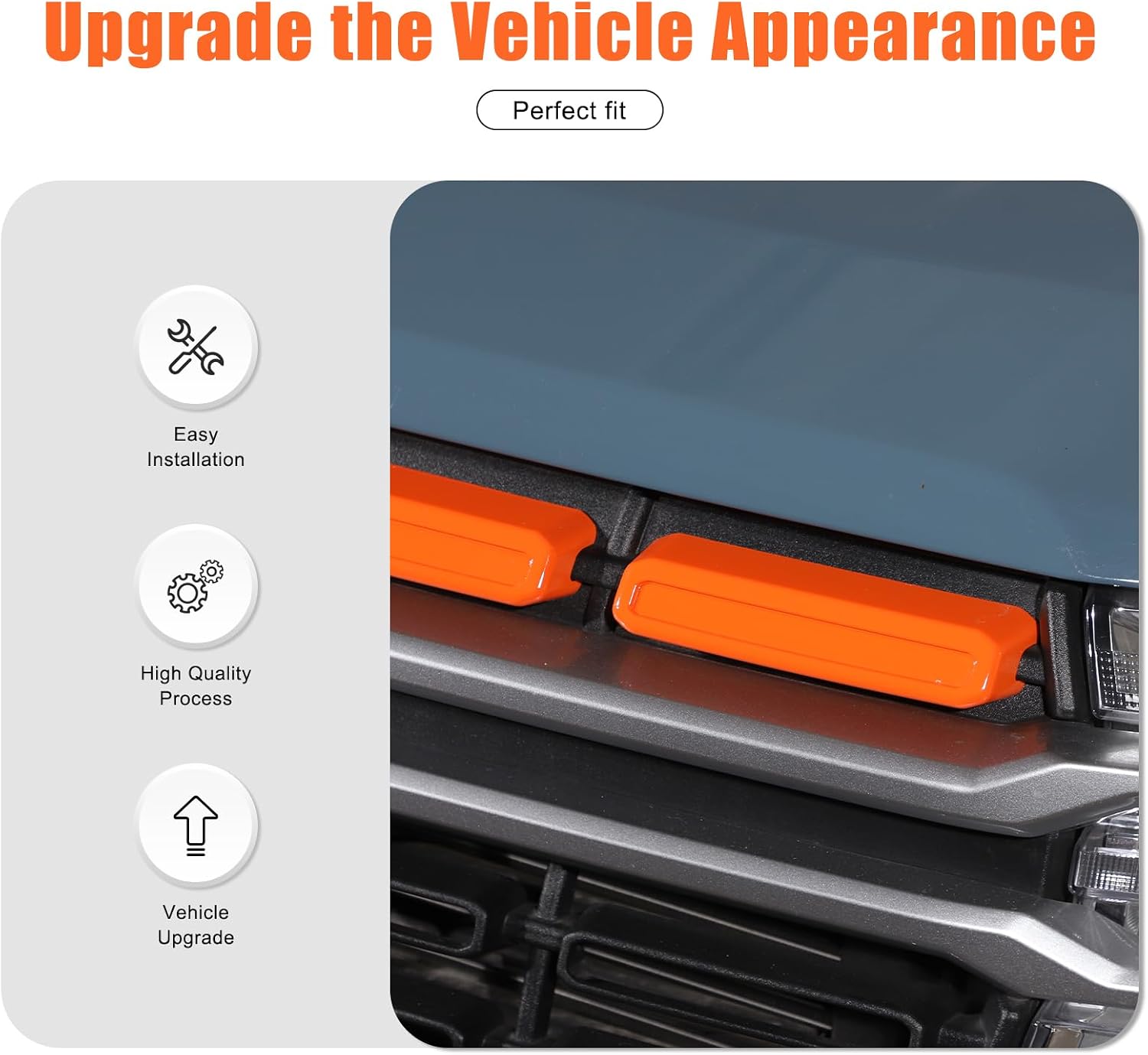 Compatible with Ford Maverick LARIAT 2022 2023 2024 Grille Inserts Cover Trim Car Exterior Decoration Accessories (Orange)