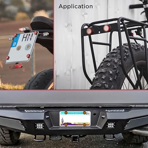 Miniatura 3 de evermotor Reflectores rojos, pernos y tuercas para placa de matrícula de motocicleta, mini tornillo decorativo M5, redondo reflectante para