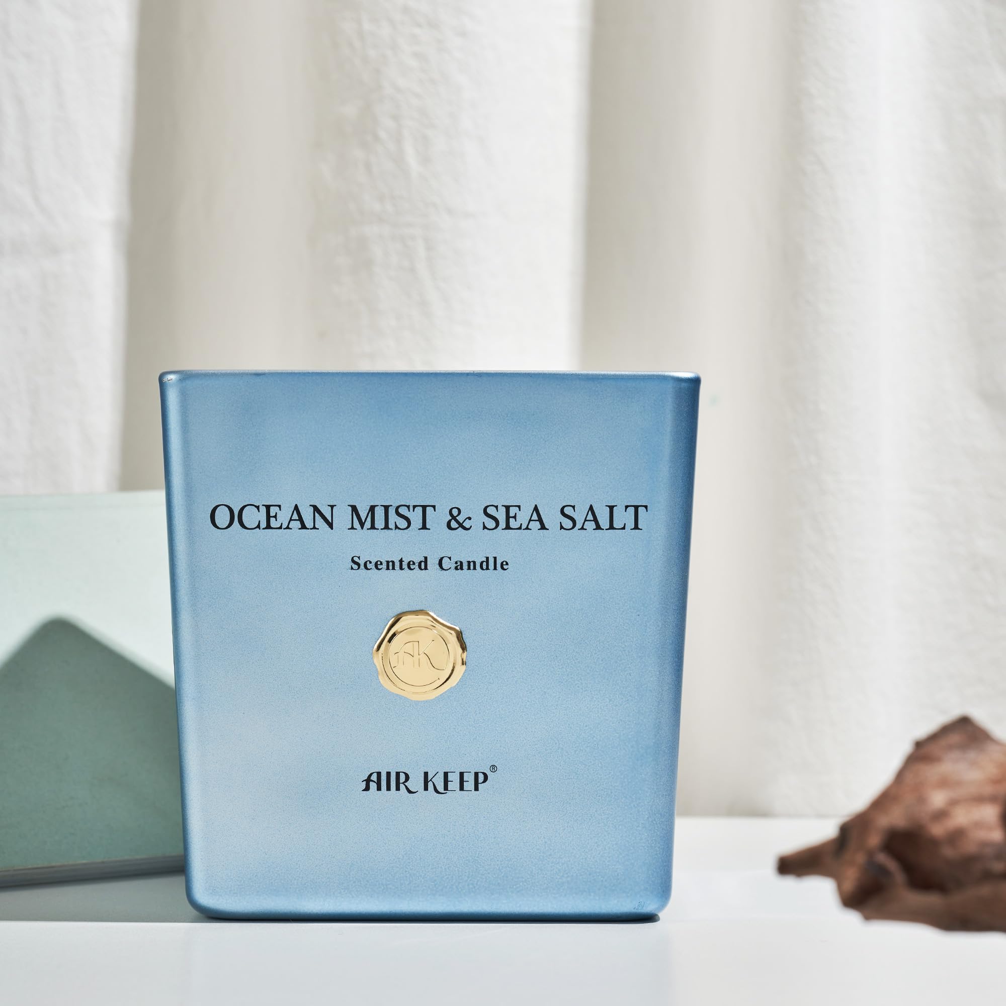 Airkeep Vela Aromática Ocean Mist & Sea Salt, Vela de 1300 g con una Duración de Quema de hasta 320 Horas, Vela de Cera Natural para el Hogar, Ideal como Regalo para Mujeres y Hombres