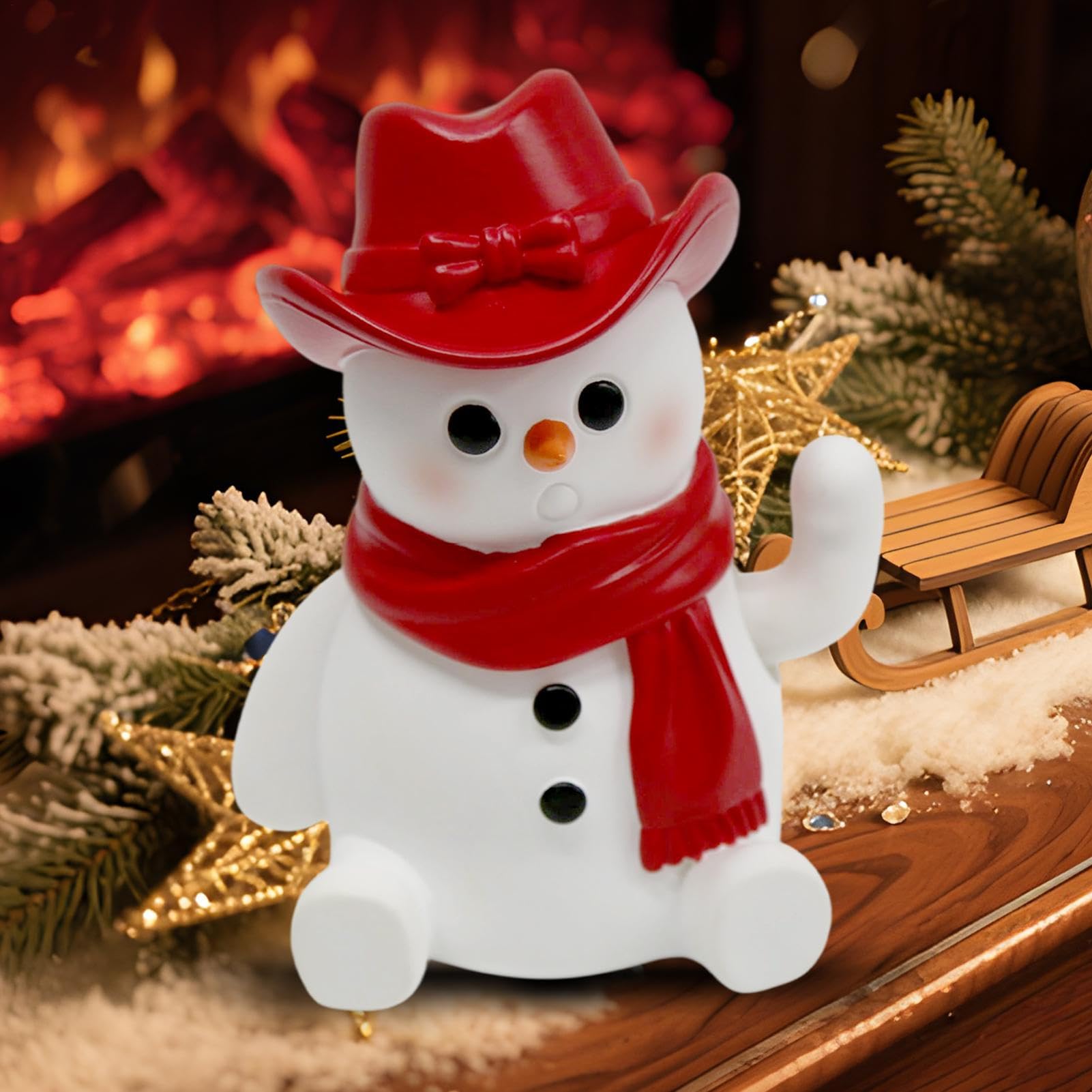 Figuras Navideñas Lindos Muñeco De Nieve Y Papá Noel | Muñecos Navideños de Nieve con Brazo Móvil Para Exterior Jardín Interior Hogar Decoración Invernal