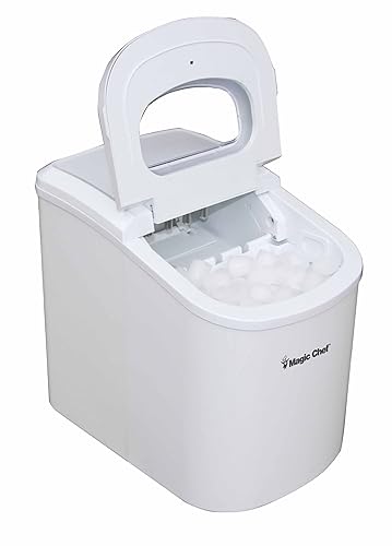 Miniatura 4 de Magic Chef MCIM22W Máquina portátil para hacer cubitos de hielo para encimera con cesta extraíble y cuchara que hace 27 libras por día para el