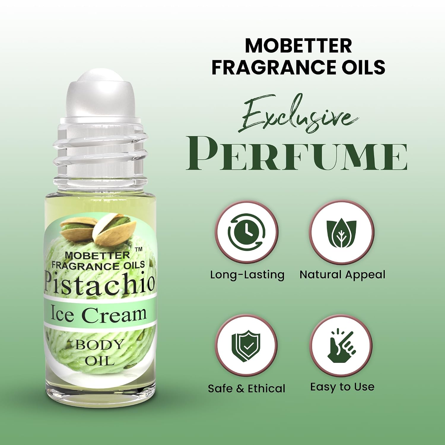 MOBETTER FRAGRANCE OILS Pistachio Ice Cream 1 Oz Perfume Fragrance Body Oil for Unisex