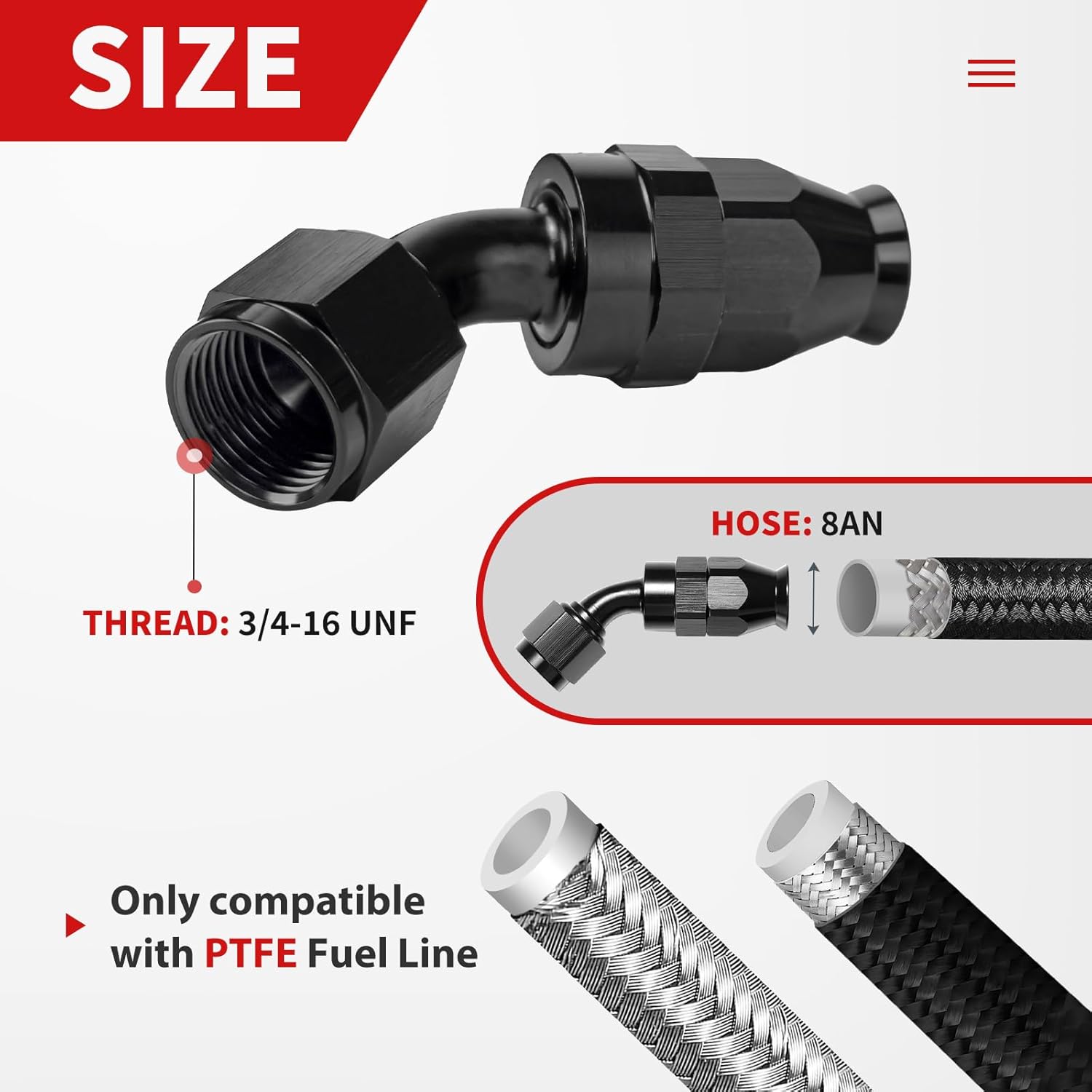 8AN PTFE Fuel Line Kit Nylon Braided PTFE Fuel Hose 20FT With AN8 Hose End Fitting For LS Swap EFI Fuel System
