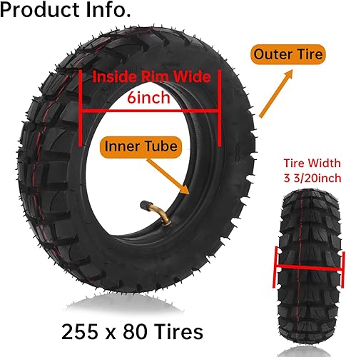 Miniatura 4 de Neumático de scooter de 10 pulgadas, neumático eléctrico de 10 pulgadas y tubo interior (1 juego), neumático inflable de 10 pulgadas para scooter