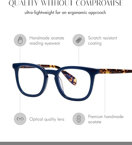 Miniatura 2 de Scojo New York Baird - Lentes de lectura con luz azul, hechos a mano, resistentes a los arañazos, para mujeres y hombres