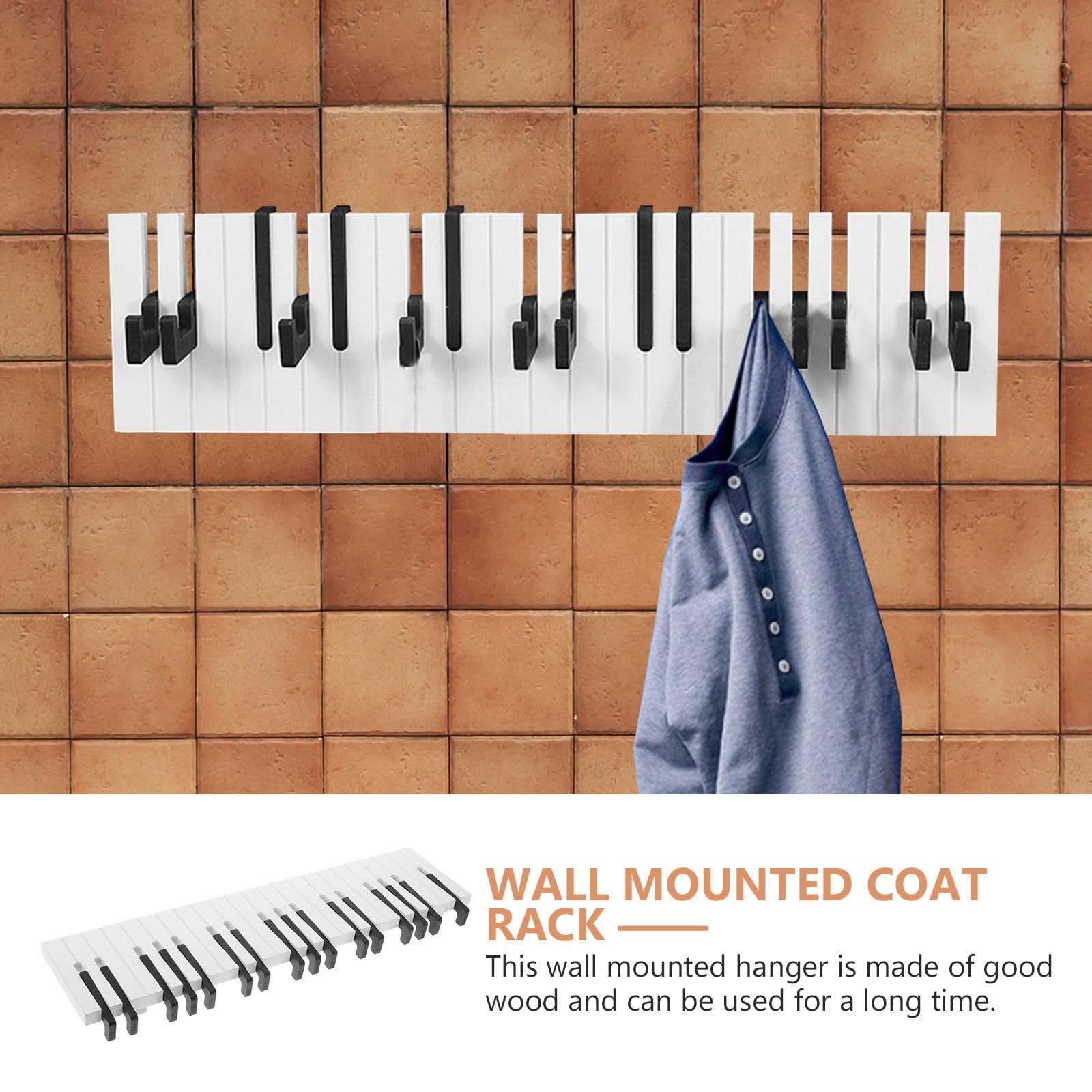 Appendiabiti 58cm in Legno Nero con 16 Ganci da Muro