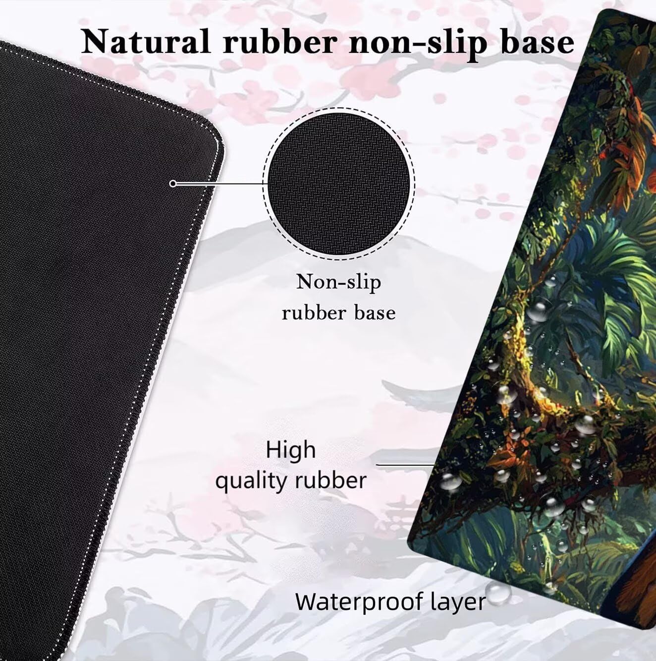 Tappetino Mouse pad XXL 1500x800x3mm, Multifunzione Esteso Tappetino Mouse Gaming, Mousepad Impermeabile Durevole Facile Pulire,Tracciamento Ad Alta Precisione,Uccello Di Bocca Gigante Foresta 1J0-783
