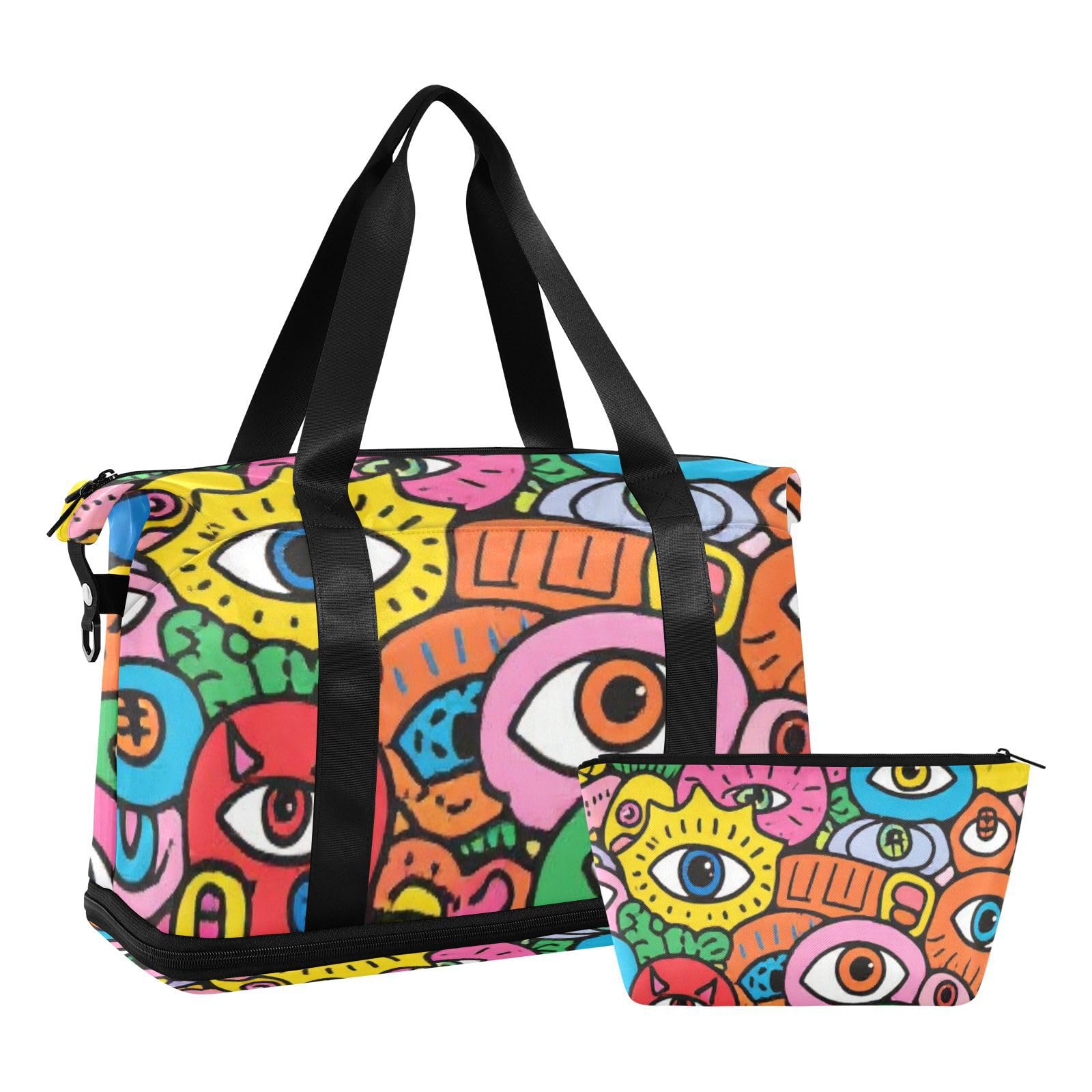 Eyes Evil Doodle kolorowa torba na przedmioty osobiste z mokrą kieszenią regulowany pasek sportowa torba na siłownię do podróży wodoodporna dla mężczyzn kobiet
