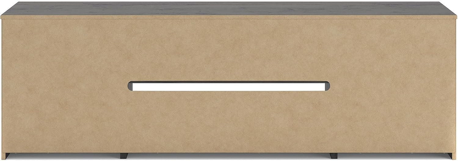 Signature Design by Ashley Cayboni Electric Fireplace TV Stand, 71" | Dark charcoal engineered wood, Decorative laminate, Chic chevron doors, Realistic faux birch logs, Warms up to 1000 sq ft