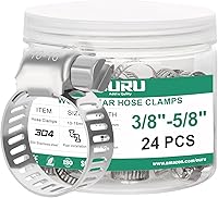 Vista 15 de Juego de 24 abrazaderas de manguera de acero inoxidable ajustables de 1/2"– 3/4" (13-19mm) con engranaje sinfín, abrazaderas de manguera de metal