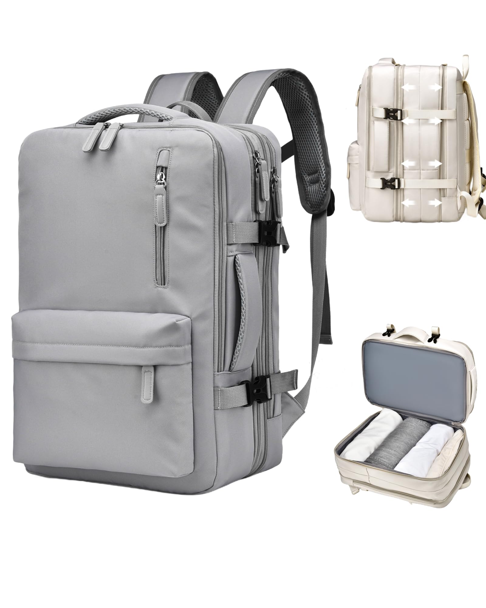 KEQIKAI Travel Laptop Backpack 30L for Men Women, Expandable Carry on Backpack Airplane Approved, Large Waterproof 15.6" Daypack Backpacks with USB