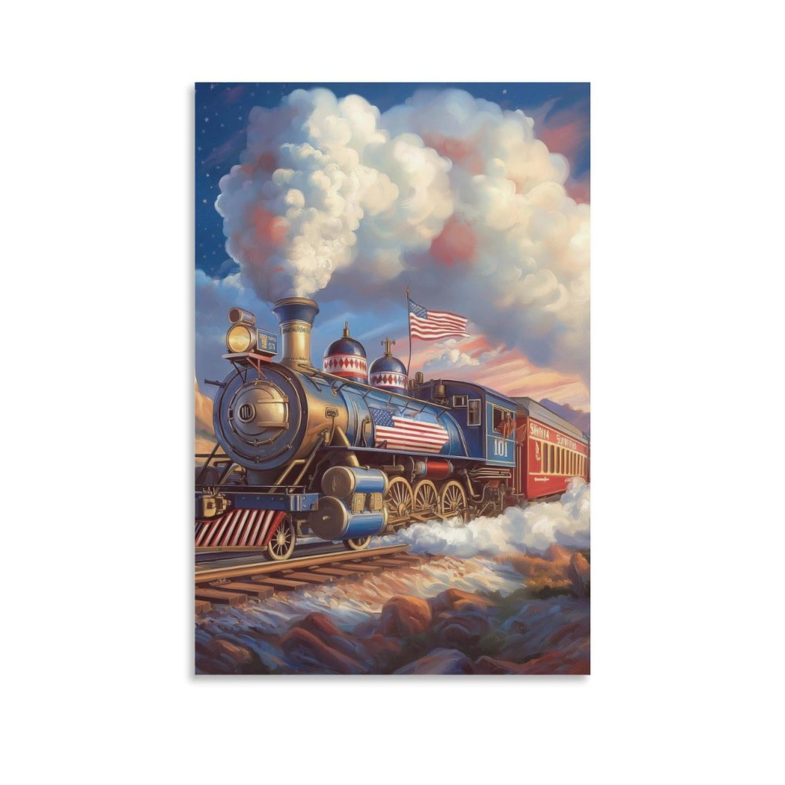 Affiche train à vapeur pour salon moderne grand tableau vintage