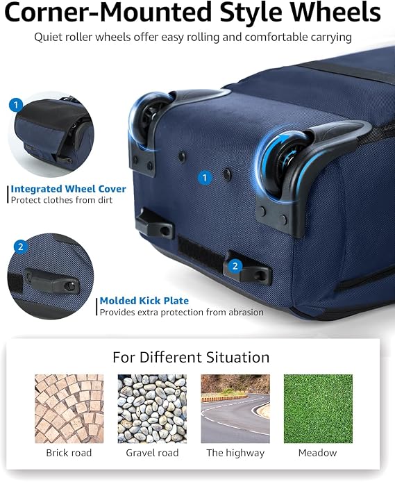 Ponhog Rolling Backpack, 30L Travel Laptop Backpack with Wheels, 15.6 Inch Personal Item Roller Luggage with USB Charging Port Flight Approved for Men Women Adults, Blue