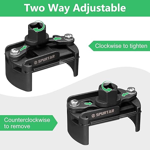 Miniatura 6 de Spurtar Llave de filtro de aceite ajustable de 2-12 a 3-116 pulgadas, herramienta de extracción de filtro de aceite universal de 38 pulgadas,