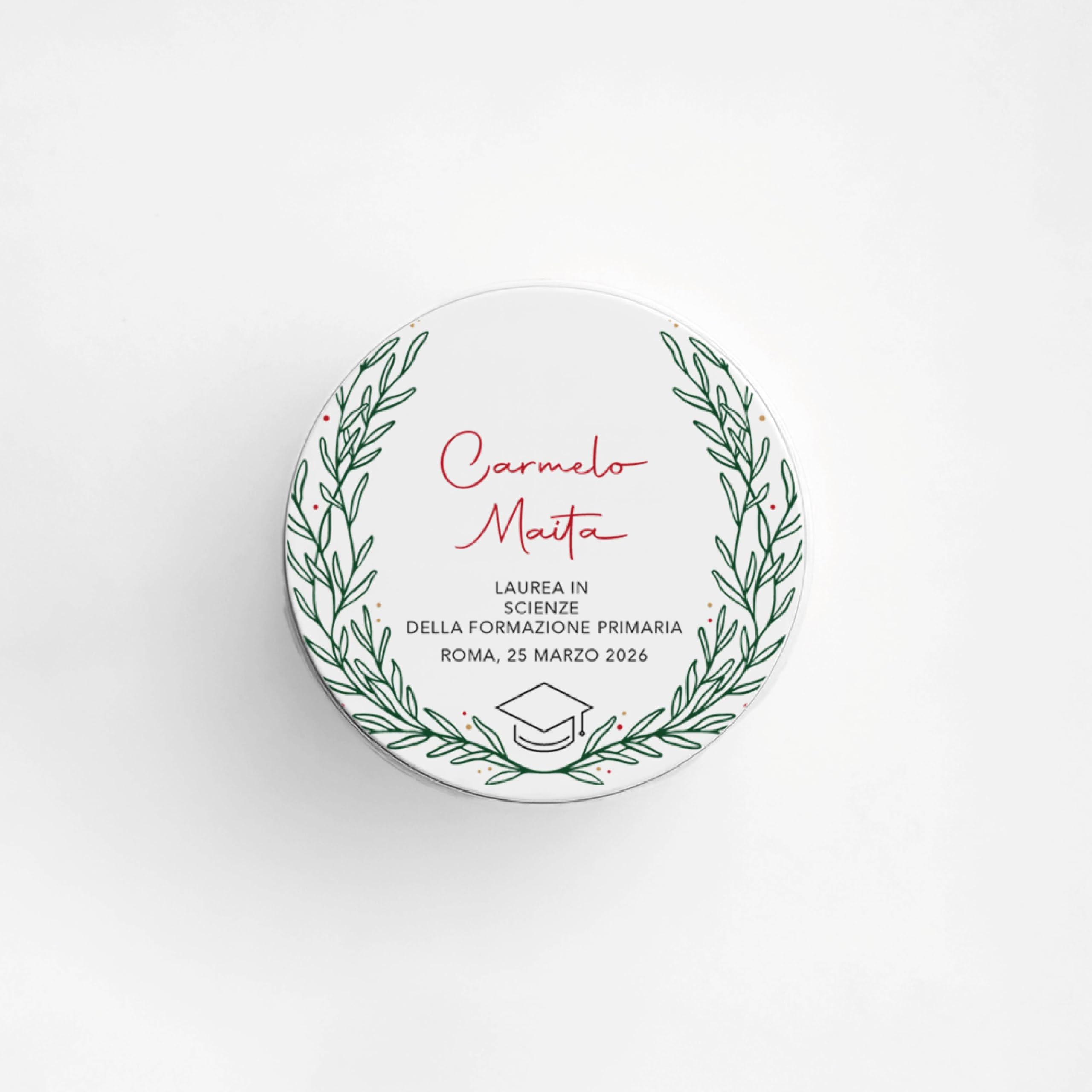 Generico Set 10 Scatoline Portaconfetti Bomboniera, Latta con Tappo Personalizzato, Bomboniera Elegante, Scatola Regalo con Nastro Incluso, 7x7x4.5 cm, per Eventi (Laurea) (Corona Laurea)