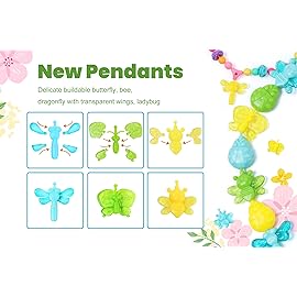 BIRANCO. Deluxe Beading Set with 350+ Pop Beads Include Butterfly, Bee, Dragonfly with Transparent Wings, and Ladybug Jewelry Making Kit for Kids Ages 3-8