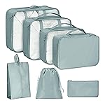 Storite 7Pcs Travel Packing Cubes Set for Luggage Clothes Laundry Toiletry Cosmetics Accessories, Lightweight Suitcase Organizer Bags, Durable Polyester Travel Organizers (Grey)