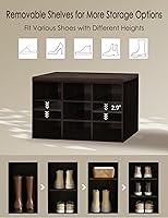 Vista 4 de DINZI LVJ Banco para zapatos, organizador de zapatos de 9 compartimentos para entrada, banco de almacenamiento con cojín, estante para zapatos