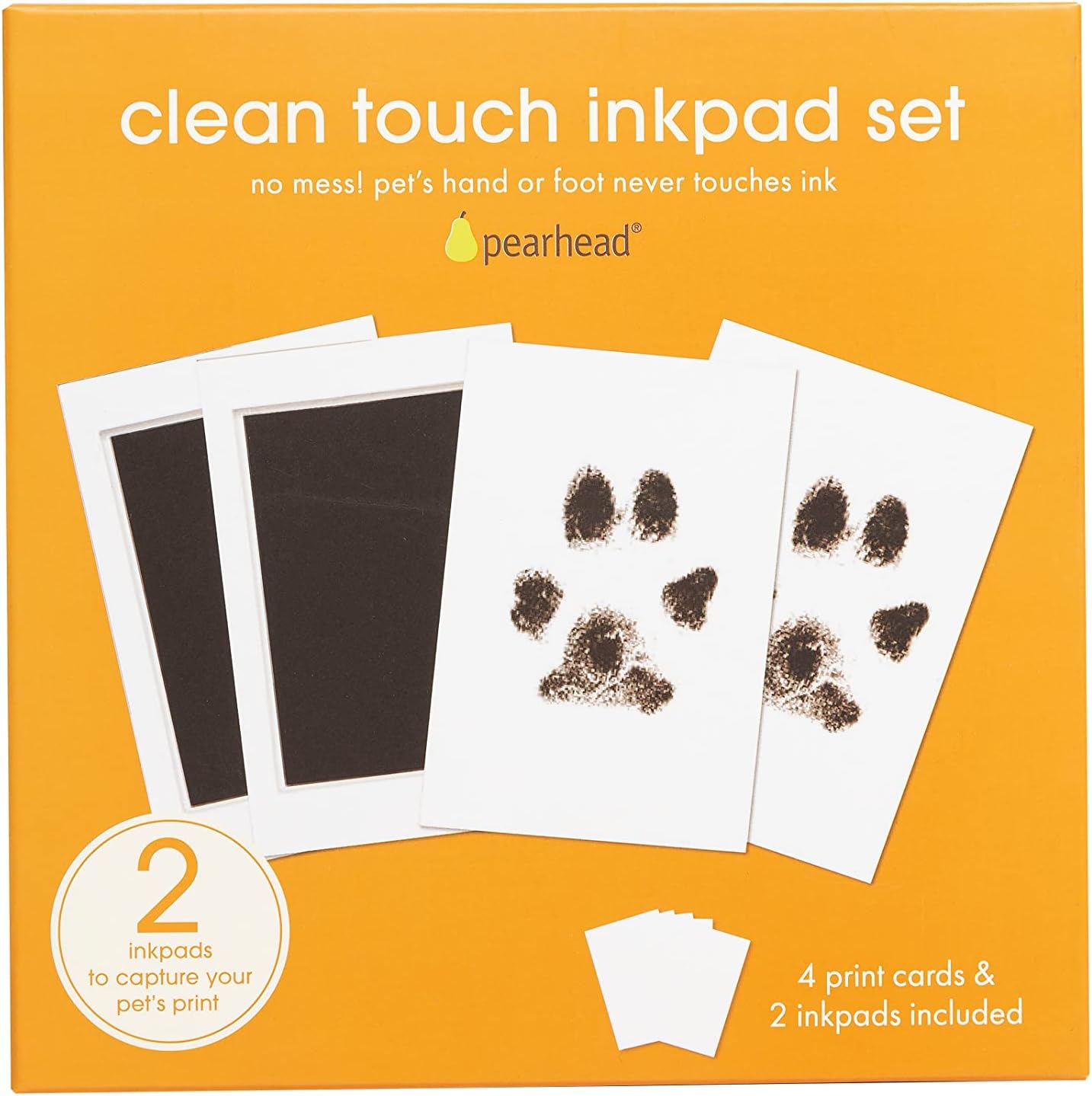 Pearhead 2-Pack Pet Paw Print Clean-Touch Ink Pad and Imprint Cards, Cats or Dogs, Pet Owner, Pet Owner Must Have Item, Pet Memory…