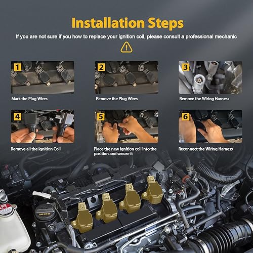 Vista 105 de OCPTY Juego de 4 bobinas de encendido compatibles con OE: UF604 C1685 apto para Mazda 3 para Mazda 5 2008-2015