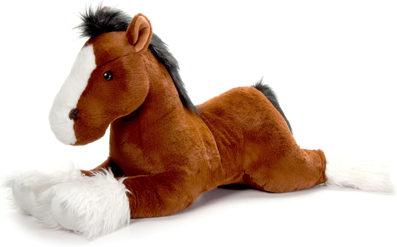 The Petting Zoo Clydesdale Horse Stuffed Animal Plushie, Gifts for Kids, Wild Onez Barnyard Animals, Brown Horse Plush Toy, Jumbo 27 inches