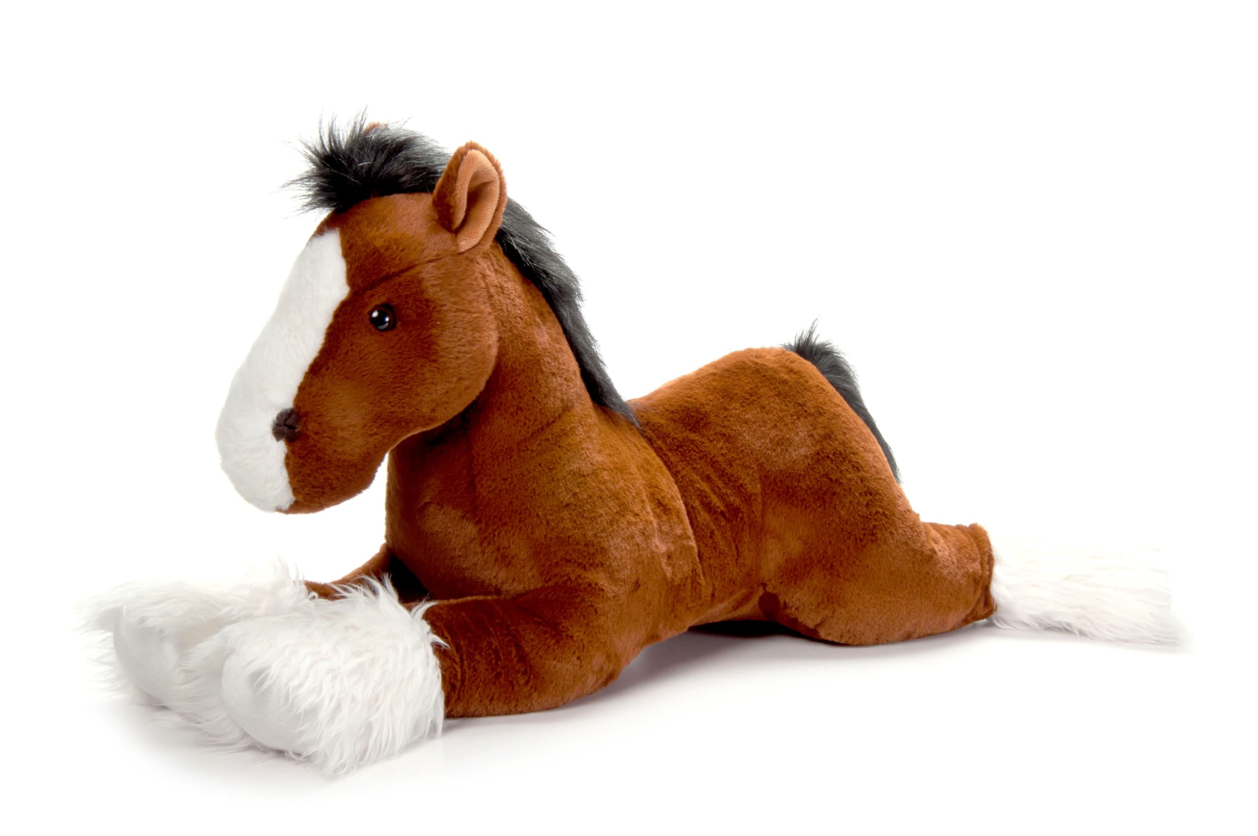 The Petting Zoo Clydesdale Horse Stuffed Animal Plushie, Gifts for Kids, Wild Onez Barnyard Animals, Brown Horse Plush Toy, Jumbo 27 inches