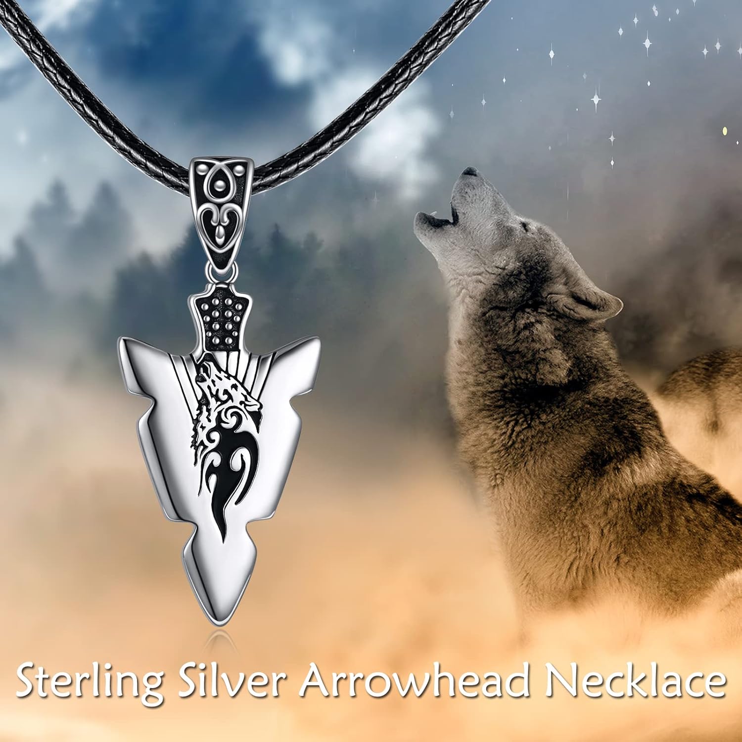 VONALA Gothic Necklace 925 Sterling Silver Punk Dagger/Thor Hammer/Arrowhead Wolf/Lion/Tree of Life Urn Pendant Necklace Viking Amulet Pagan Jewelry Gifts for Women Men Unsex - Image 7