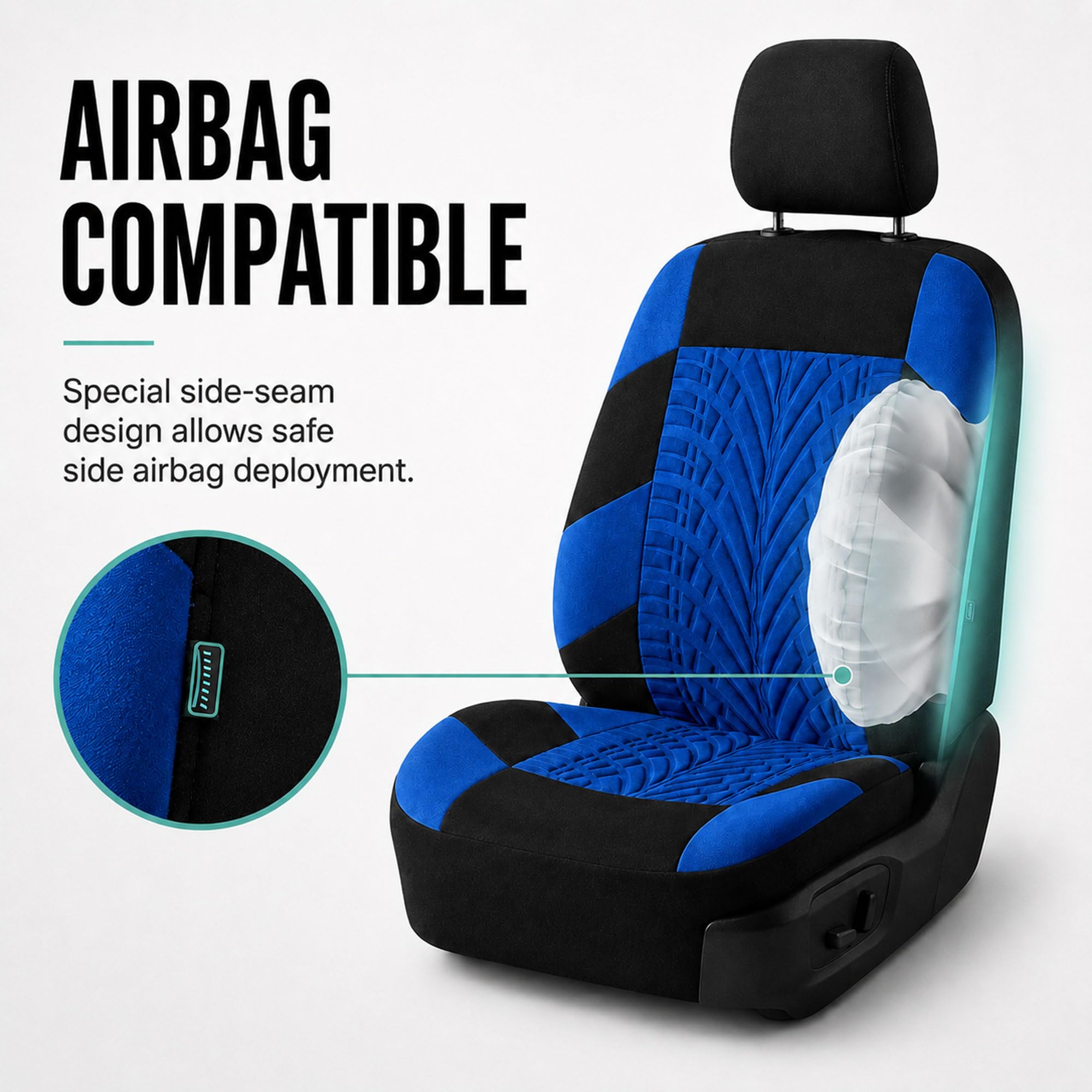FH GROUP Ensemble Complet de Housses de siège de Voiture en Tissu de qualité supérieure – Ajustement Universel – Housses de siège Avant à Dossier Bas – Compatibles avec Les airbags – Housses de siège