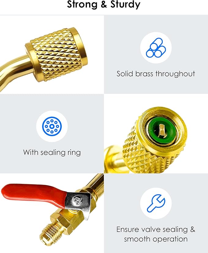 Set de Mangueras de Carga y Válvula de Bola para AC HVAC, 3 Piezas miniatura 4