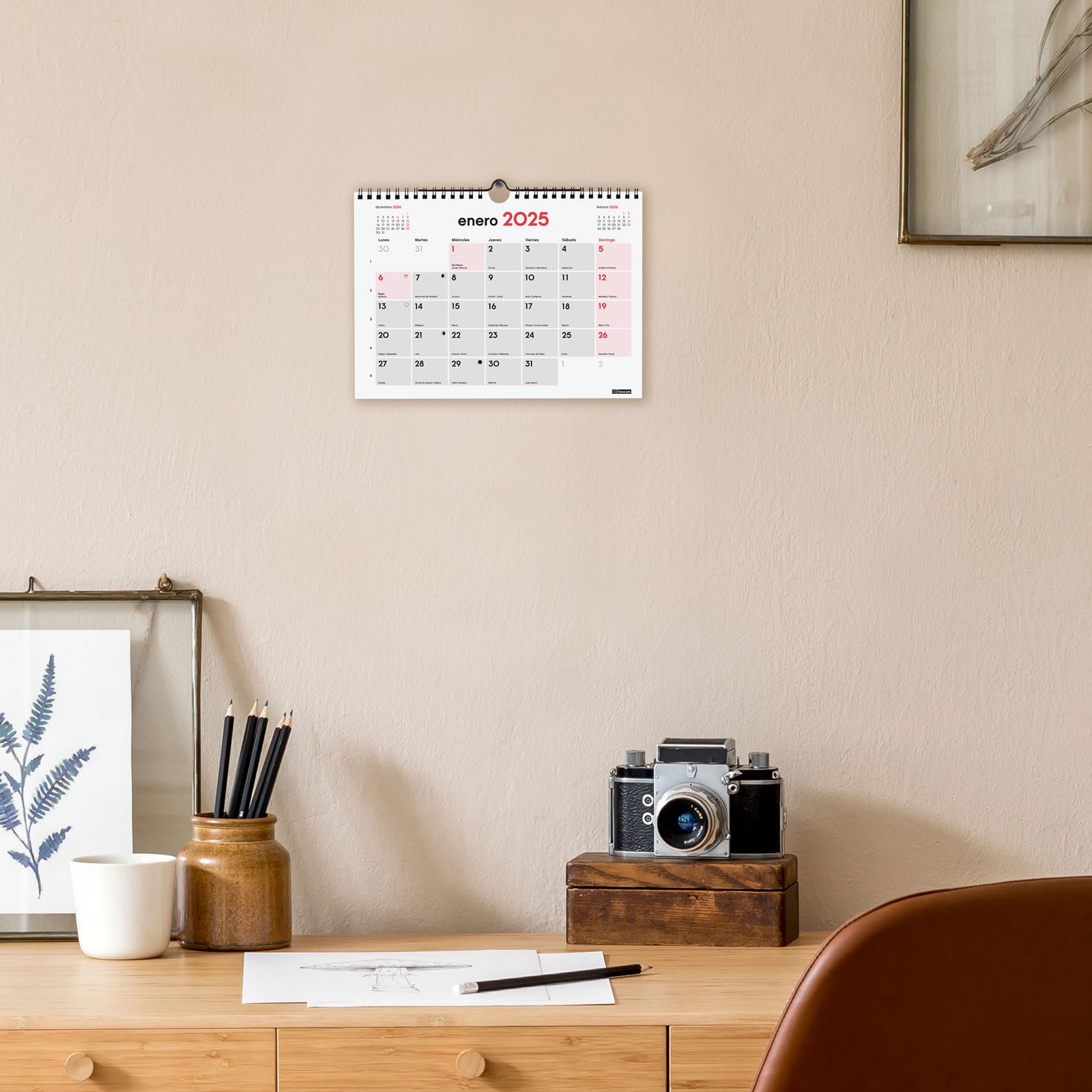 Finocam Wandkalender 2025 – Monatsansicht Auf Spanisch, Mit Feiertagen & Praktischem Planer