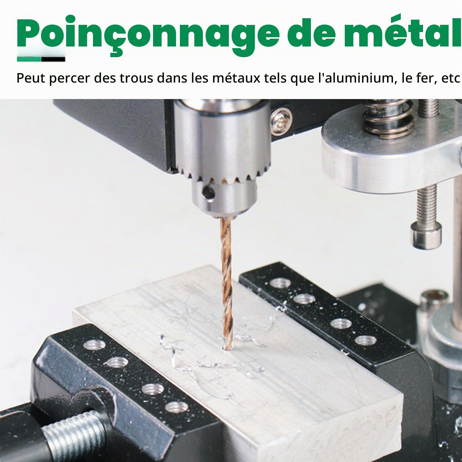 Perceuse à colonne 250 W Mini perceuse d'établi 7 vitesses réglables Mandrin 0,3-4 mm 50 mm Hauteur réglable Métal, bois, acrylique, aluminium