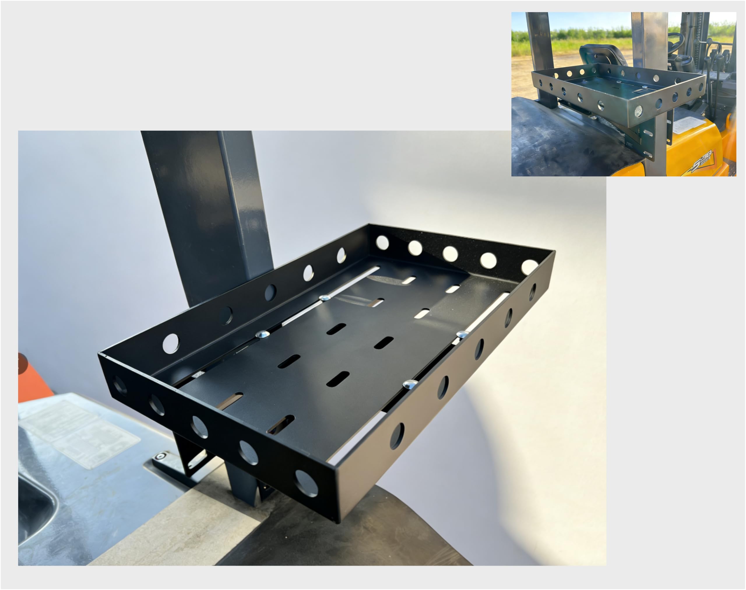 Tractor Tool Tray, Multi-Functional Tractor Accessories, With Installation Bracket ，Easy Installation, Compatible with John Deere and Kubota Tractors and Zero-Turn mowers(Black 18 Inch)