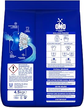 Omo Active Oxygen Powder Laundry Detergent for Whites, 4.5 Kg