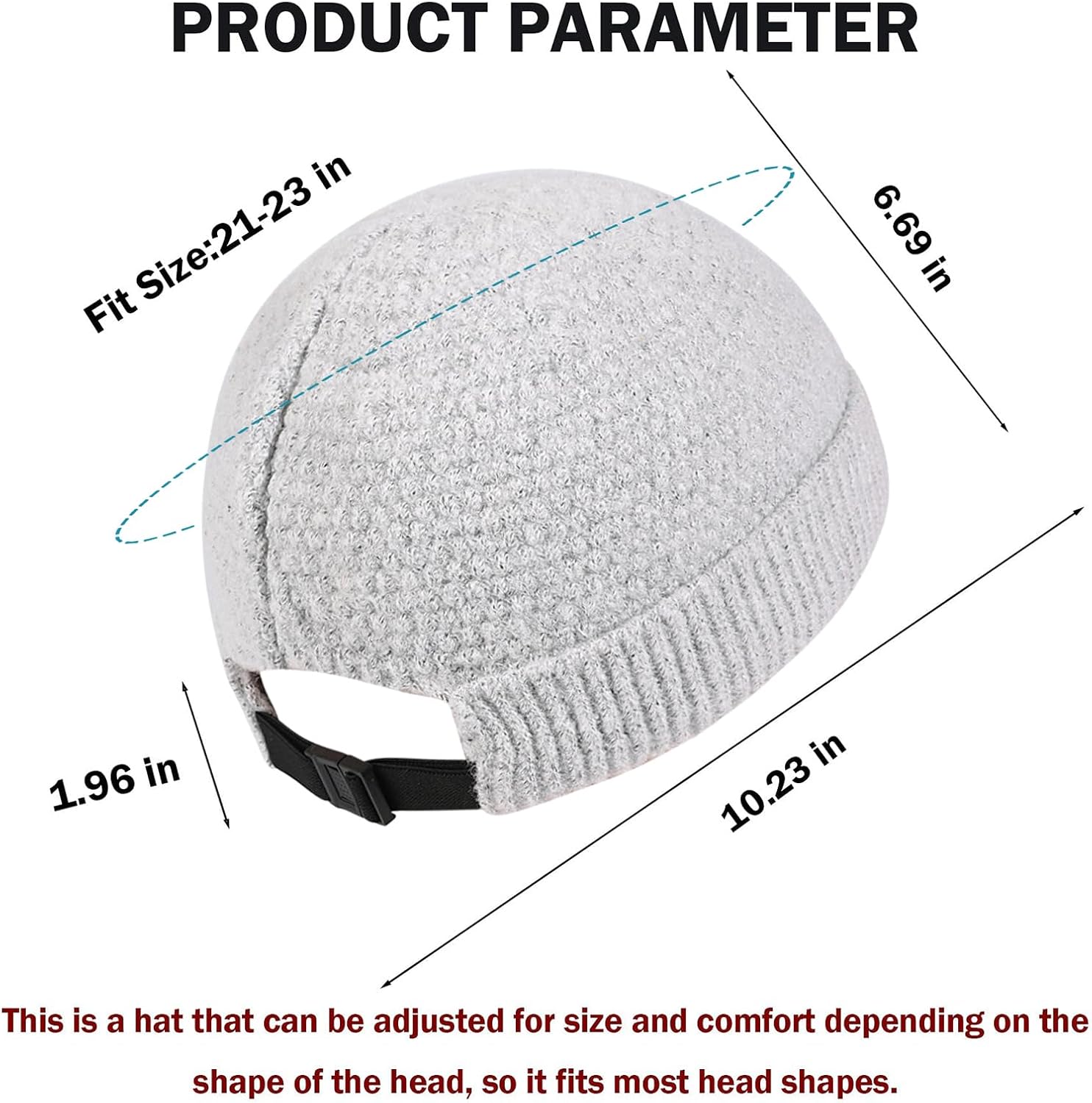 Mens Brimless Hats Docker Beanie Skull Caps Unisex Winter Warm Beanie Adjustable Leather Buckle Street - Image 4