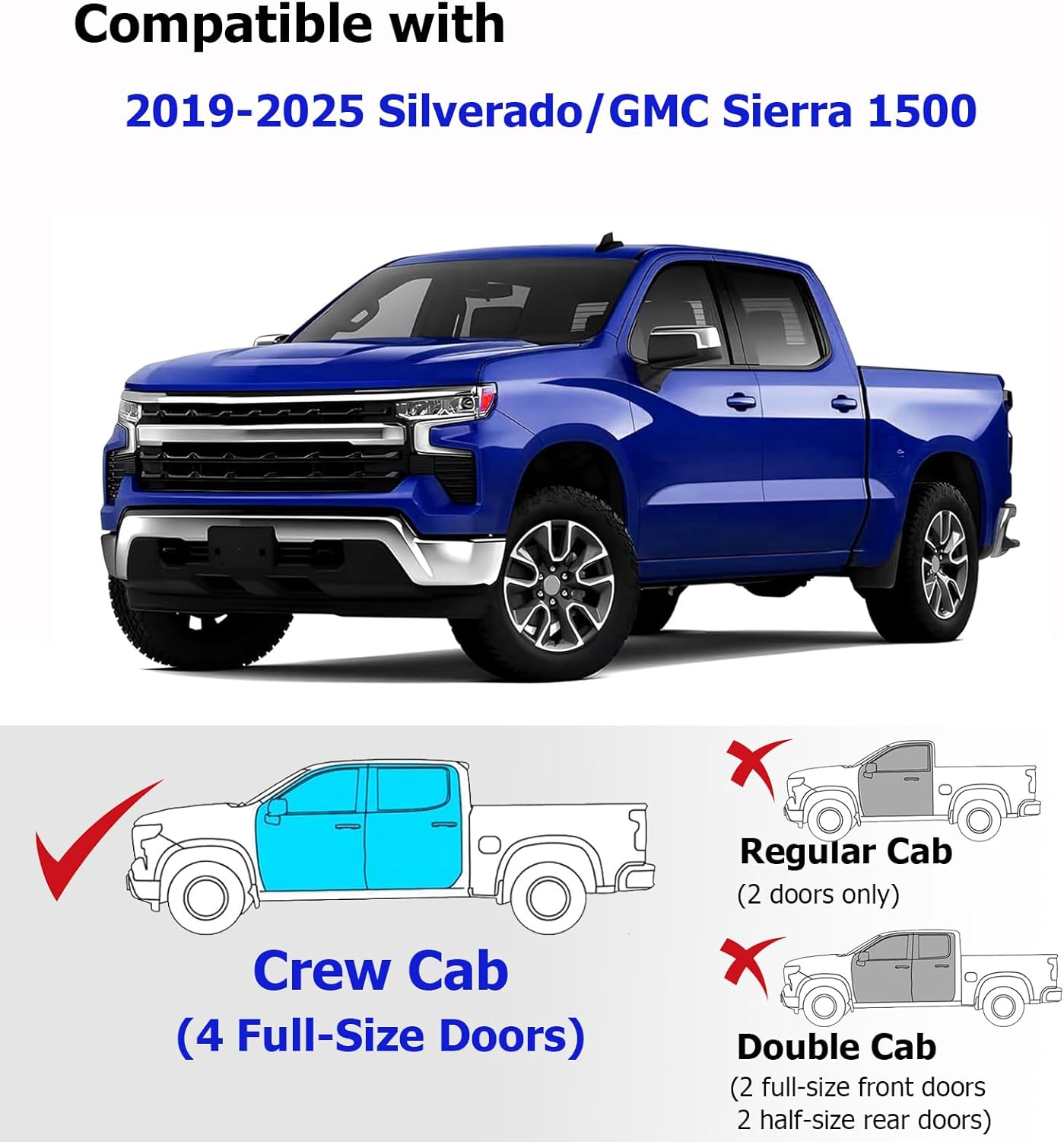 in-Channel Window Rain Guards Fit for Chevy Silverado 1500/GMC Sierra 1500 2019-2026 Crew Cab Extra Durable Window Deflectors Window Visors,Vent Visors,Vent Shades,Truck Accessories-4PCS