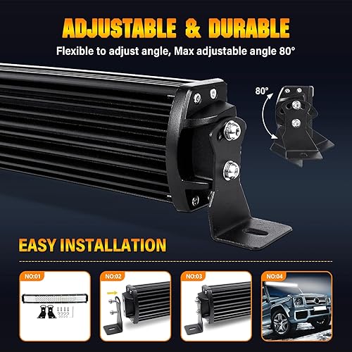 Miniatura 6 de RIGIDON Barra de luz LED curvada de 52 pulgadas y 675 W con conector DT, combo de punto de inundación de triple fila de 67500 lm, barra de luz