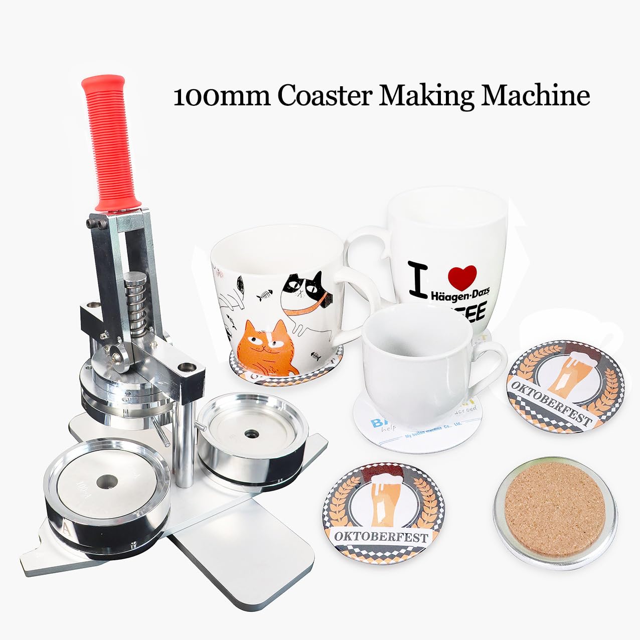 Maszyna Coaster, 100 Mm Cork Corteters Machine, Diy Coasters Sprzęt Z 100 Zestawami Eksploatacji I Krojem, Spersonalizowane Spersonalizowane Maty Do Piwa, Trwałe I Stylowe Zestaw Prezentów Na