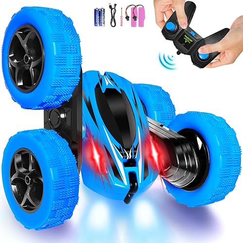FREE TO FLY Coche de control remoto para niños juguetes 360 Flip Rc Cars 2.4Ghz Doble Carro giratorio de acrobacias 6 7 8 9 10 11 12 años Niños