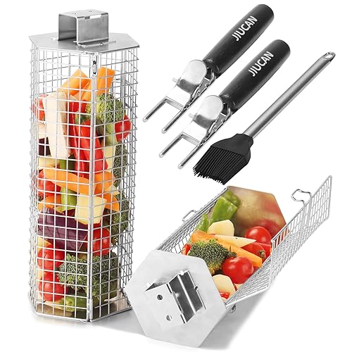 Grill Baskets Set, 2 PCS Stainless Steel Grill Baskets with