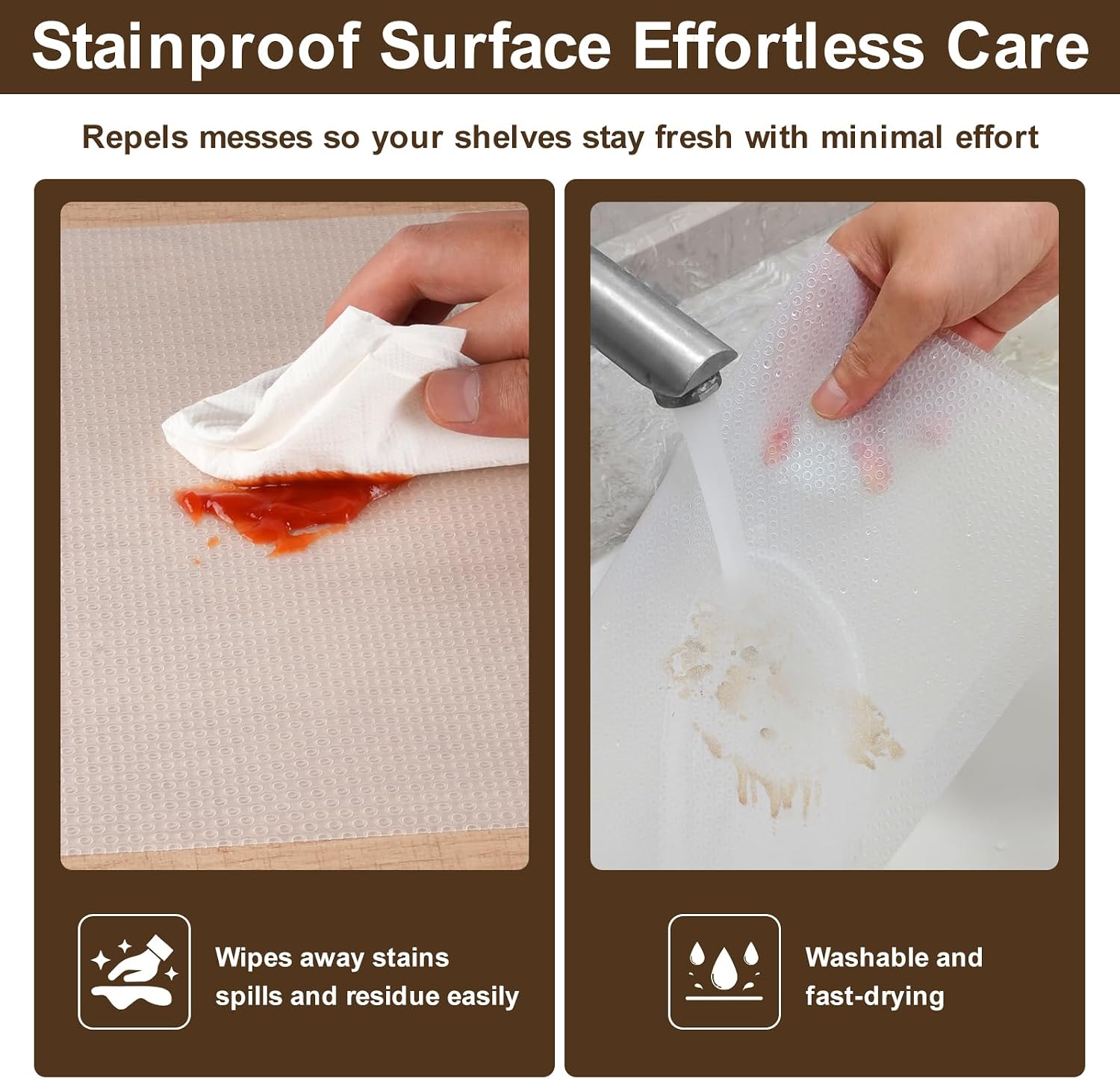 Shelf Liner for Kitchen Cabinets, 17.5 in x 20 ft Non-Adhesive EVA Drawer Liner, Waterproof Washable Cabinet Mat, Clear Frosted Textured Liner for Drawers, Pantry and Wire Shelves