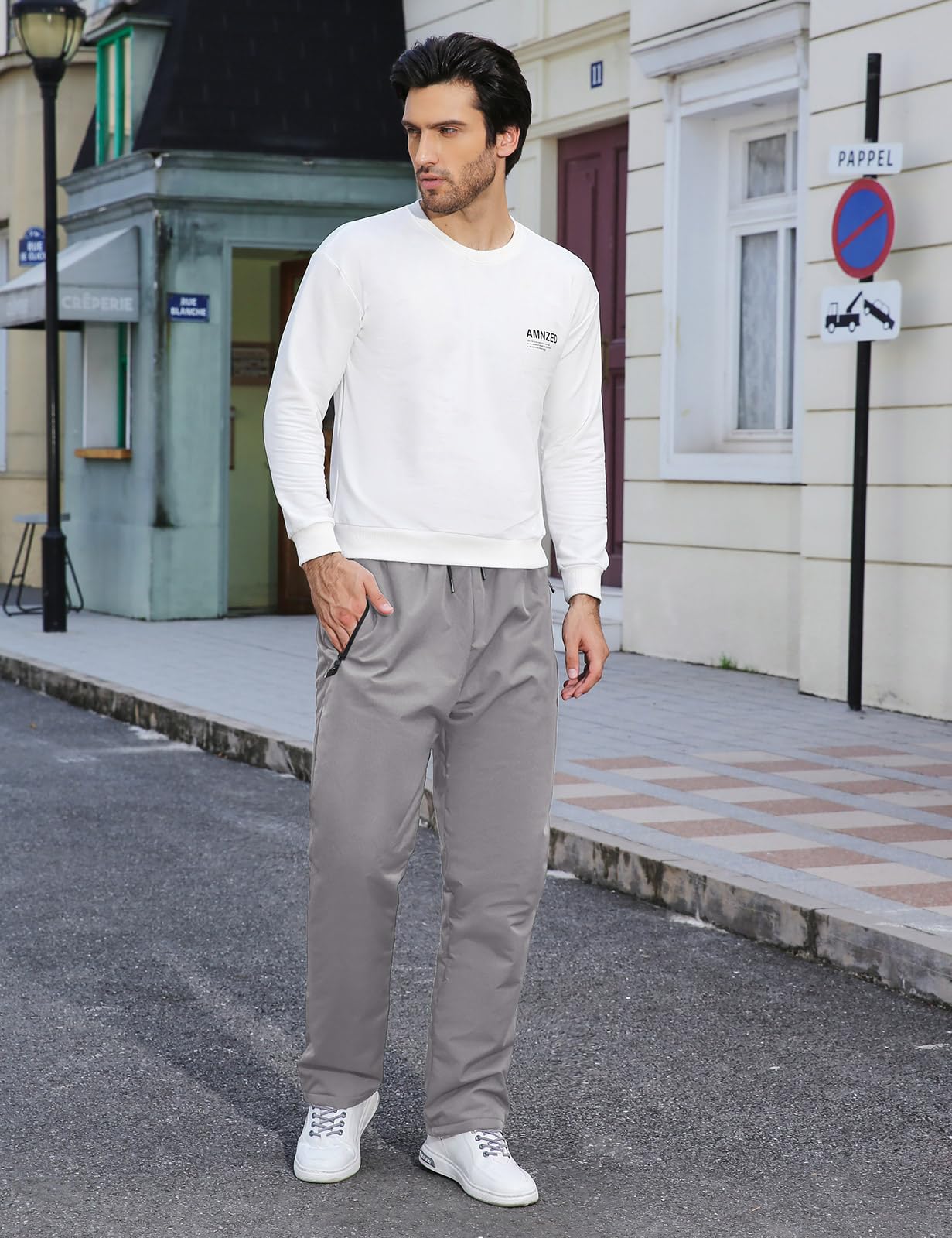 UMIPUBO Męskie joggery z podszewką polarową spodnie do joggingu termiczne spodnie dresowe ciepłe pluszowe spodnie zimowe gruby dres z kieszeniami sznurek spodnie wypoczynkowe do uprawiania sportu na