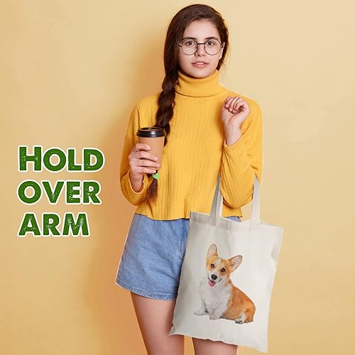 Miniatura 3 de Reginary Paquete de 36 bolsas de lona de 13 pulgadas de ancho x 15 pulgadas de alto a granel con asas, bolsa de tela lisa en blanco para