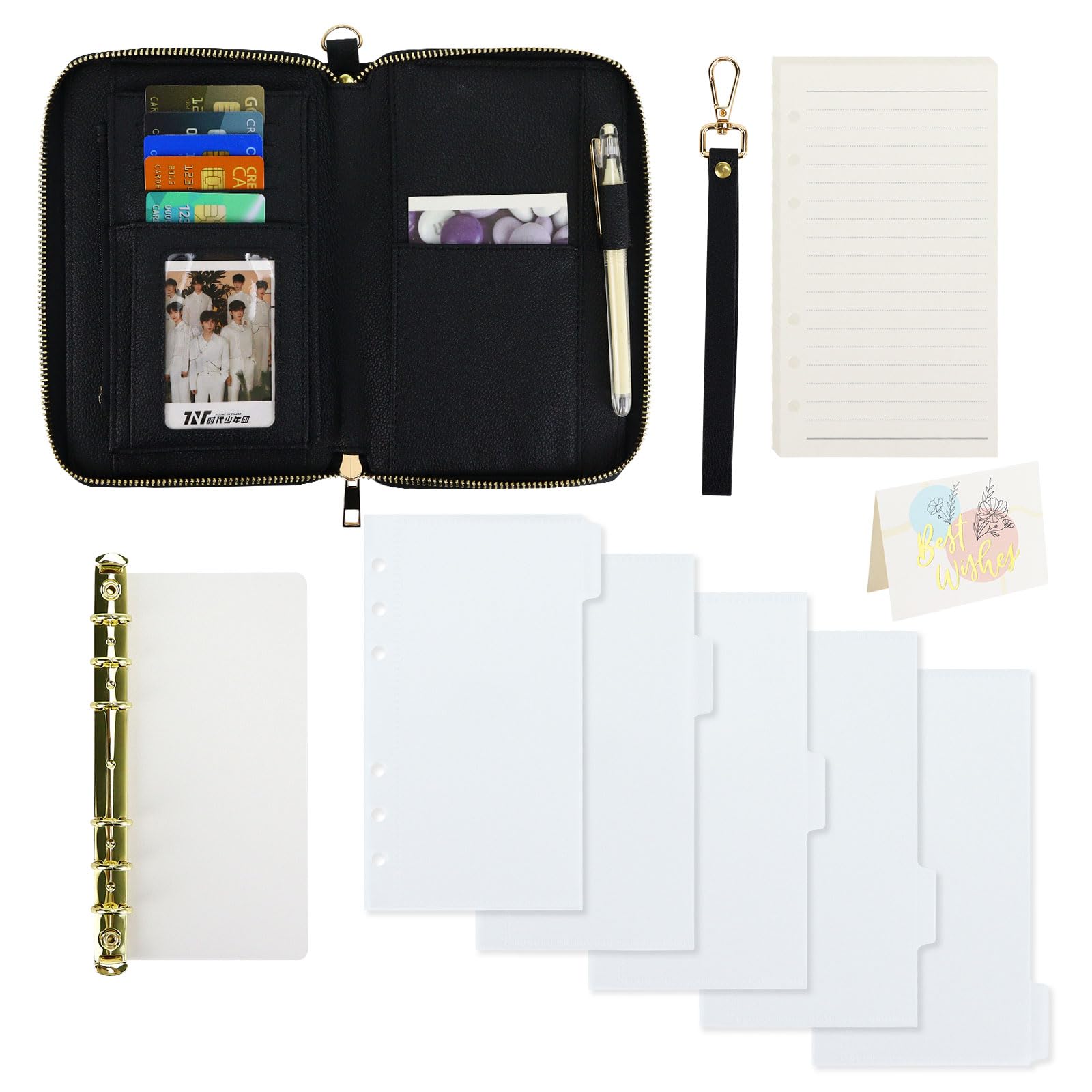 A6 PU Leather Budget Planner & Binder Set With Zipper - Includes 45 Refill Sheets, Gold Ring Binder, Pink Dividers & Gift Card | Perfect Gift For Women - View #7