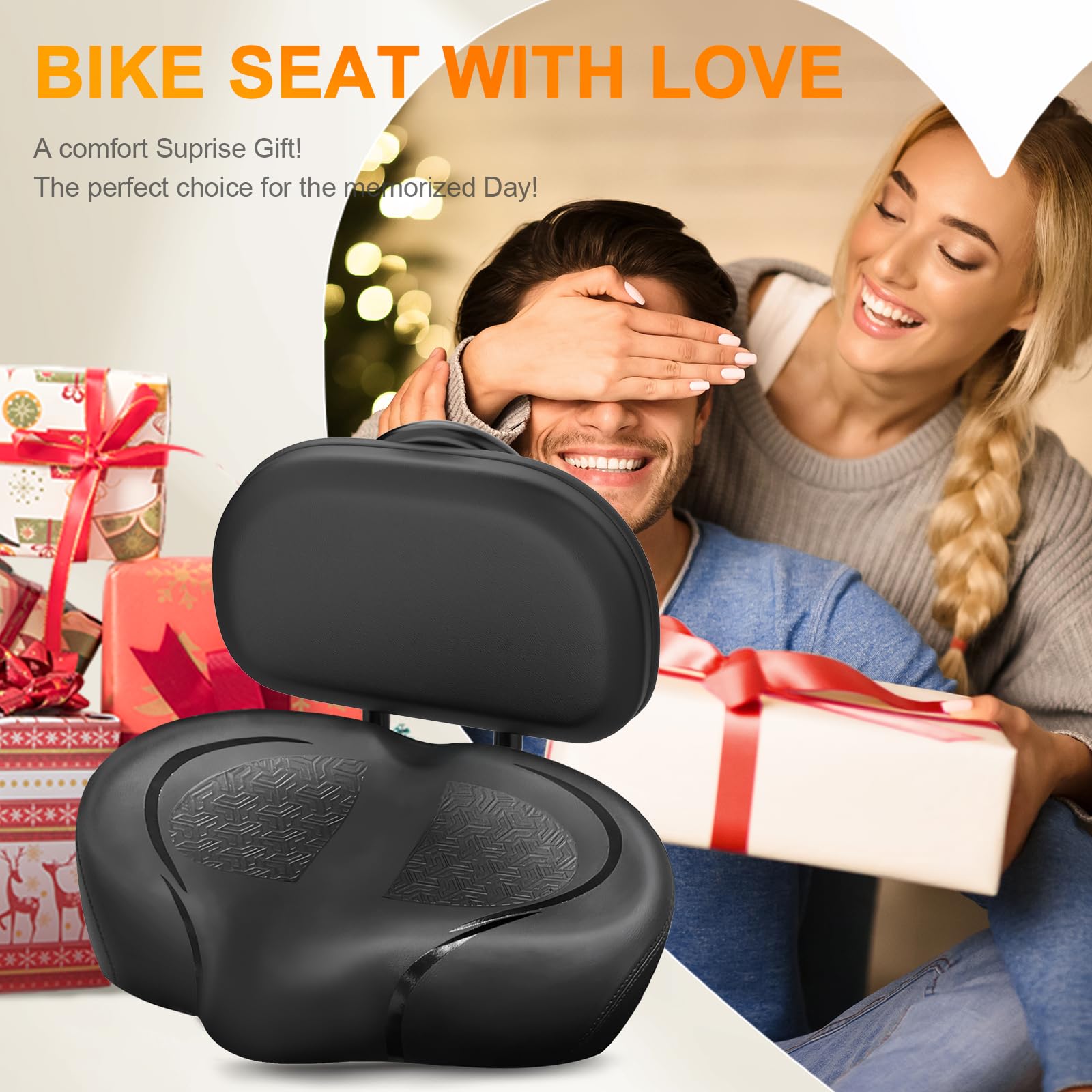 Cojín de asiento de bicicleta sin nariz para hombres y mujeres, acolchado extra y cómodo asiento de bicicleta ancho, sillín cómodo de gran tamaño para bicicletas Peloton, bicicletas estáticas